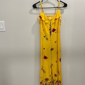 Forever 21 spring maxi dress yellow with flowers